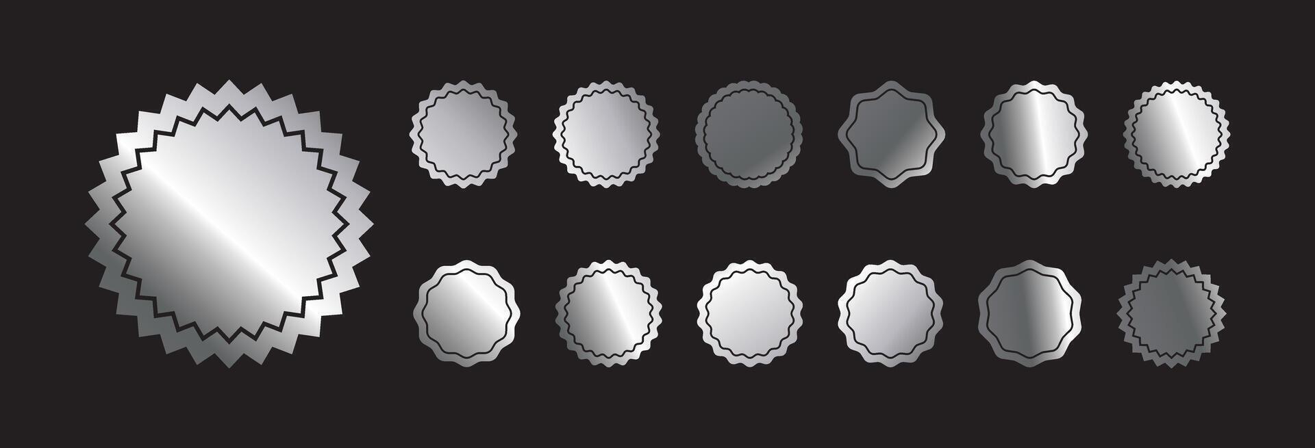 a set of silver oval frames on a black background vector