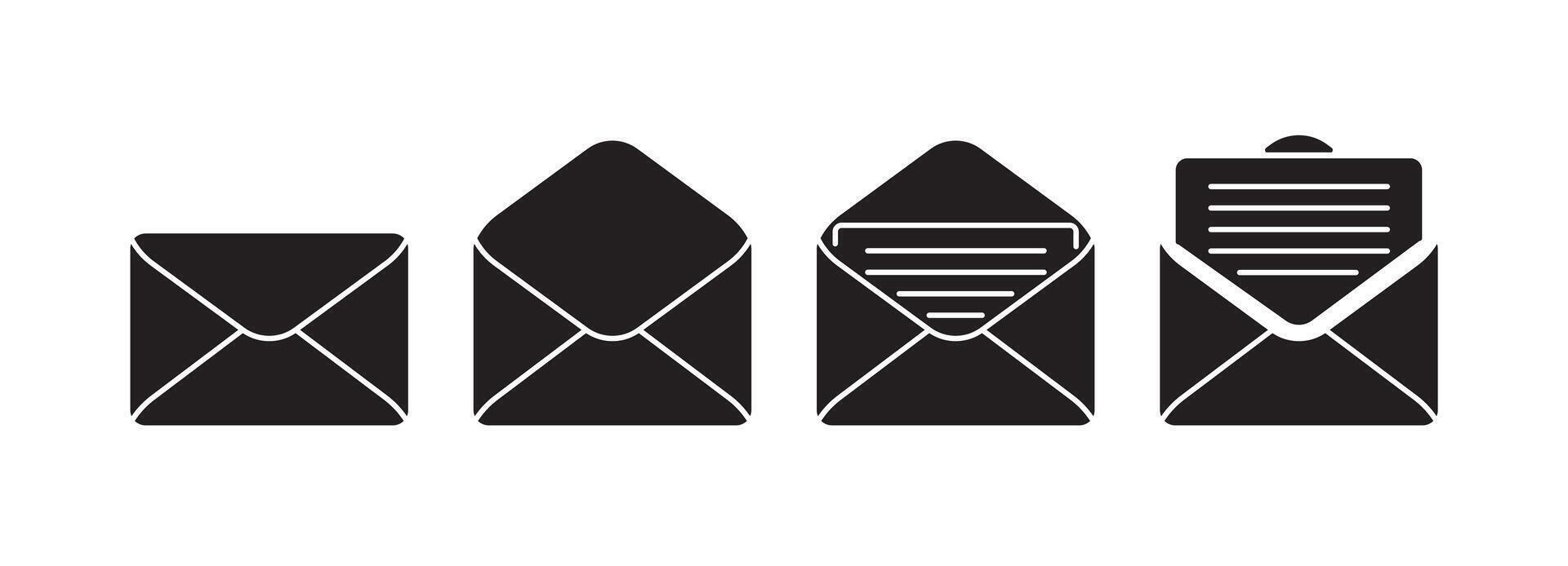 mail icons black set design vector