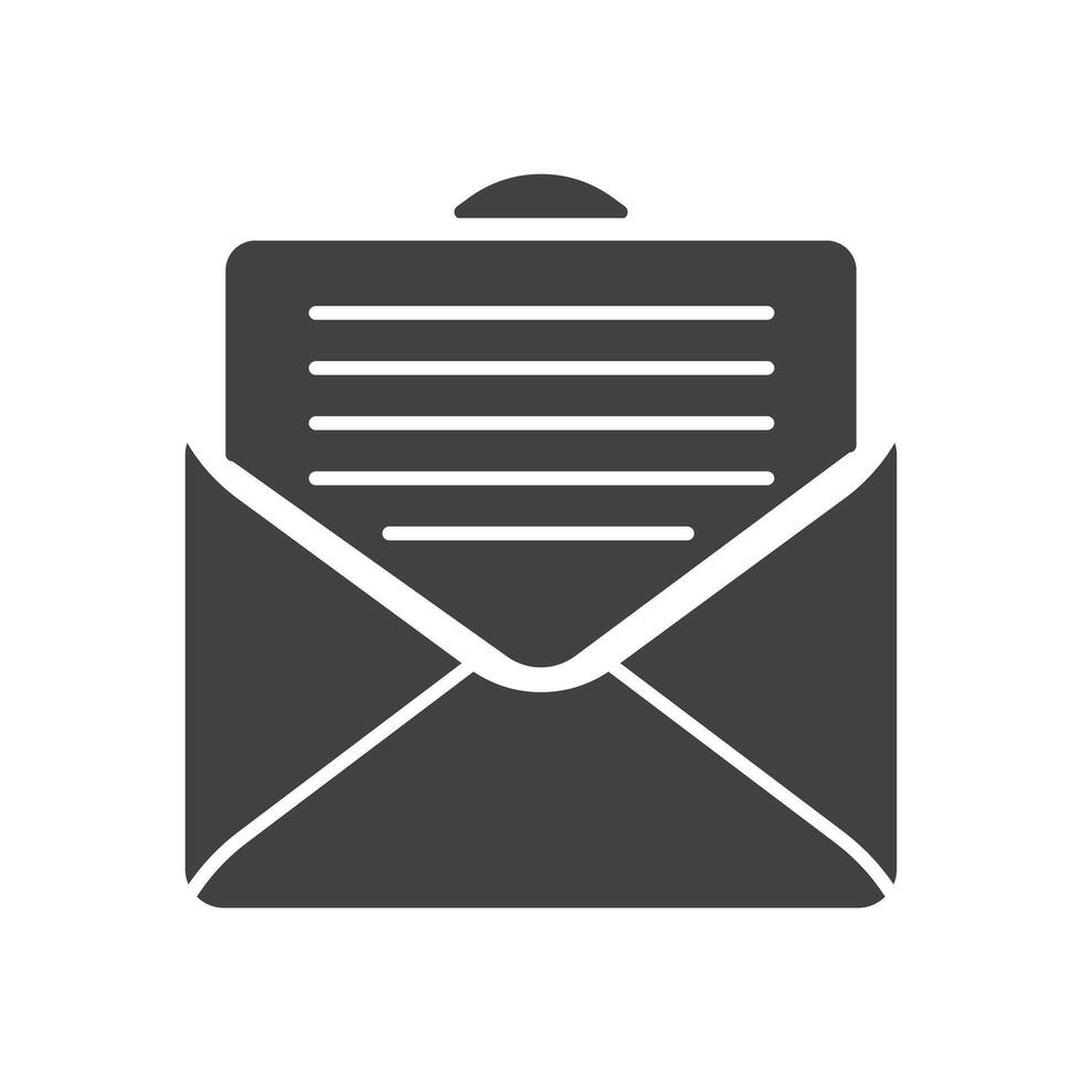 black envelope with full paper document inside vector