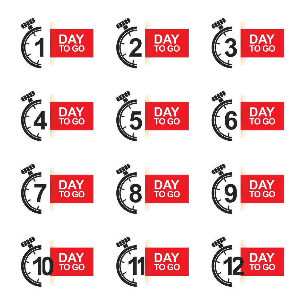 Countdown Timer Set One to Twelve Days vector