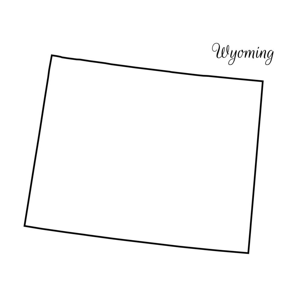 Wyoming Map Outline Line Drawing vector