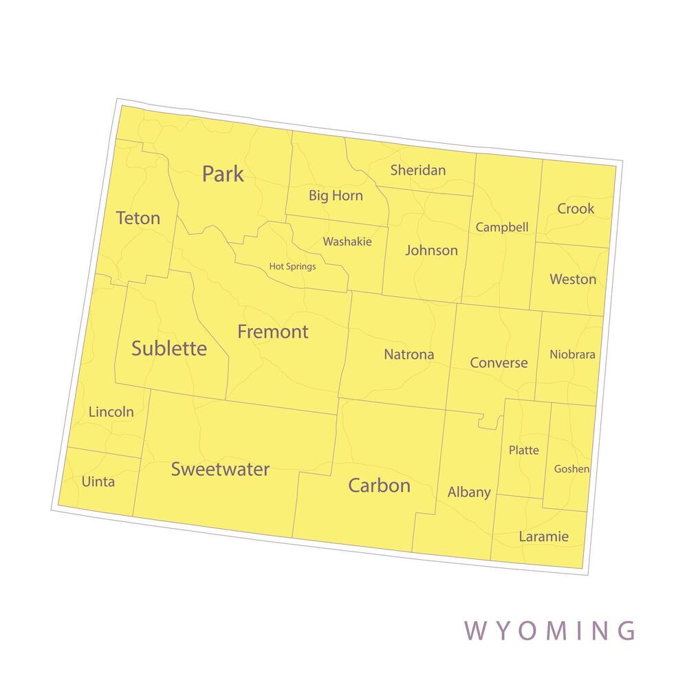Wyoming Yellow Map Country Names vector