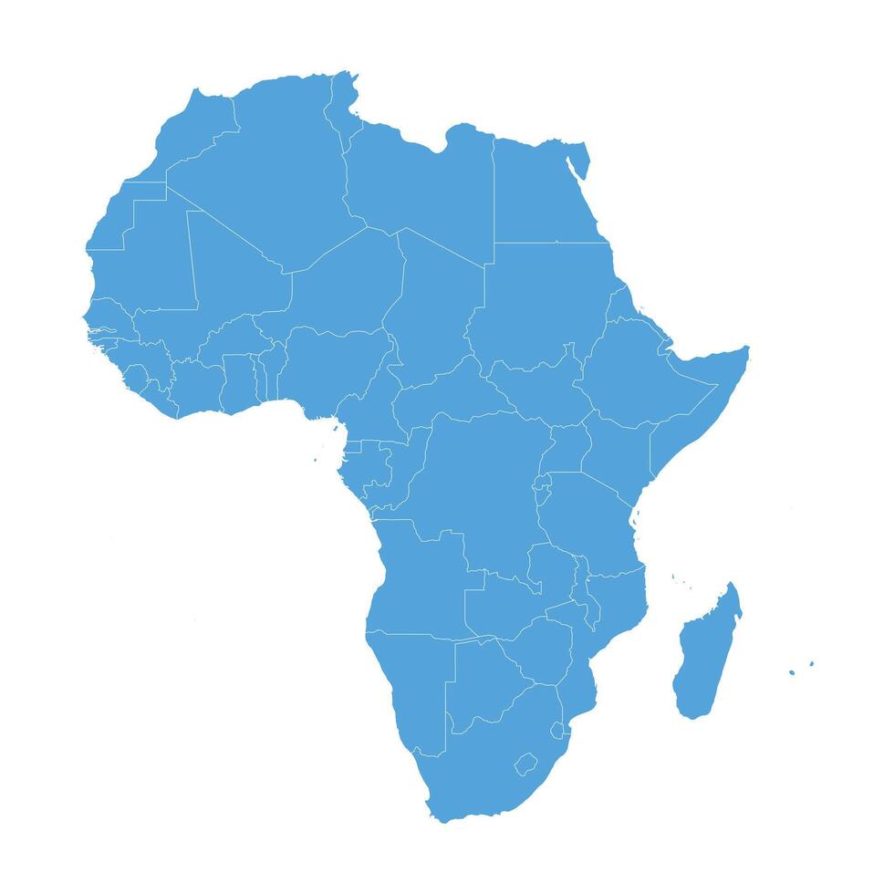 Flat blue Africa continent map vector