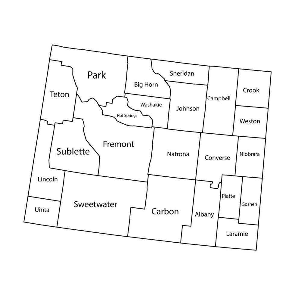 Wyoming Map Stroke Per Country vector