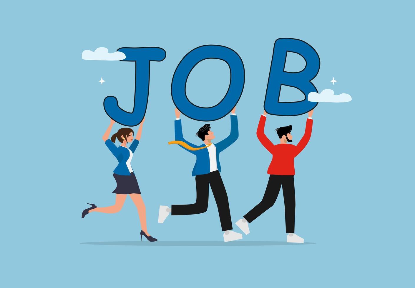 people holding up the word job vector