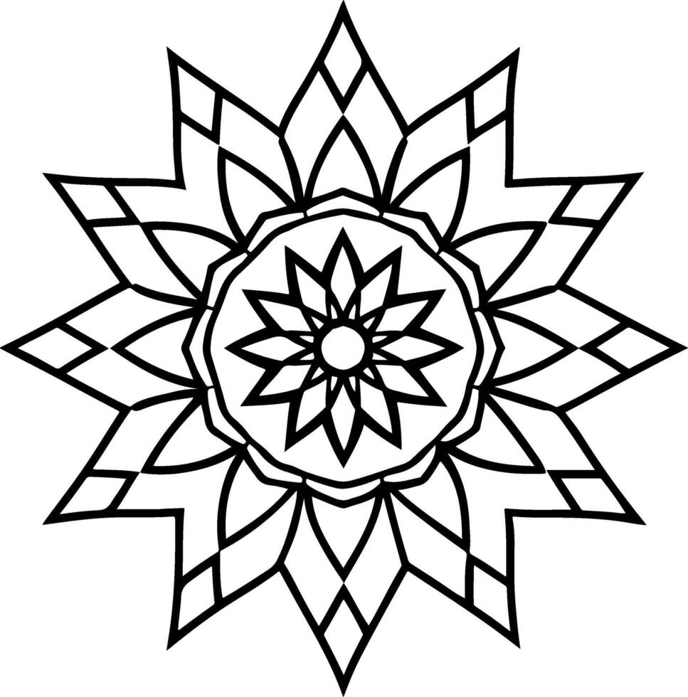 Black and white floral mandala with abstract flower design and nature-inspired elements vector