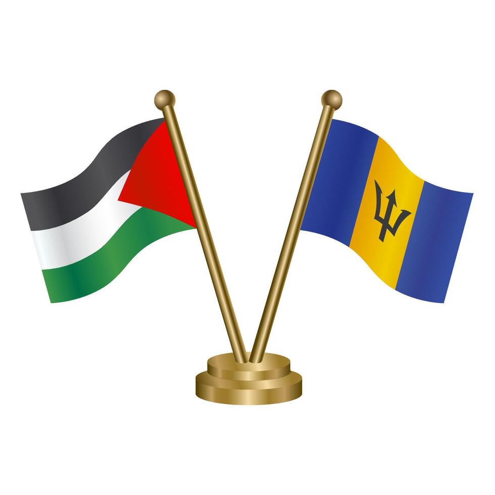 Palestine and Barbados table flags. vector