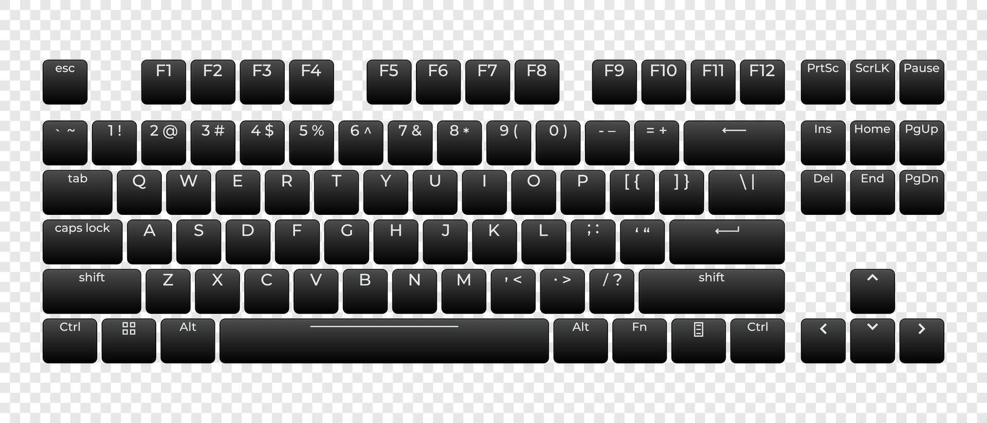 Computer keyboard button layout template with letters for graphic use. Modern computer keyboard, vector