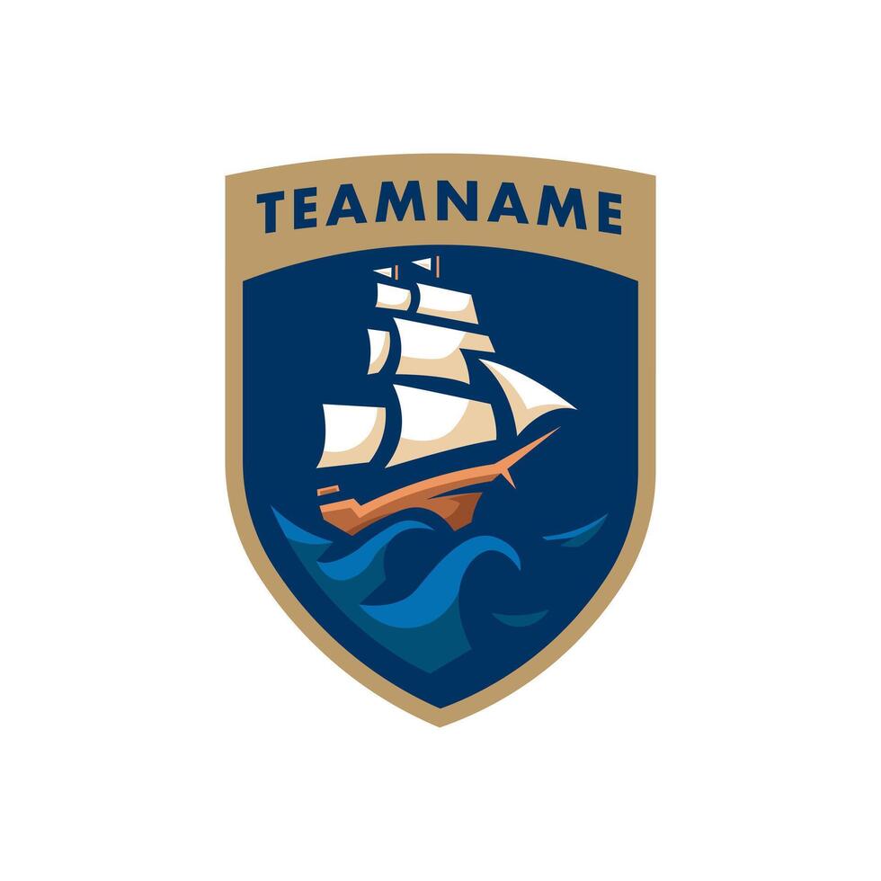 Ship logo isolated white background for team sports vector