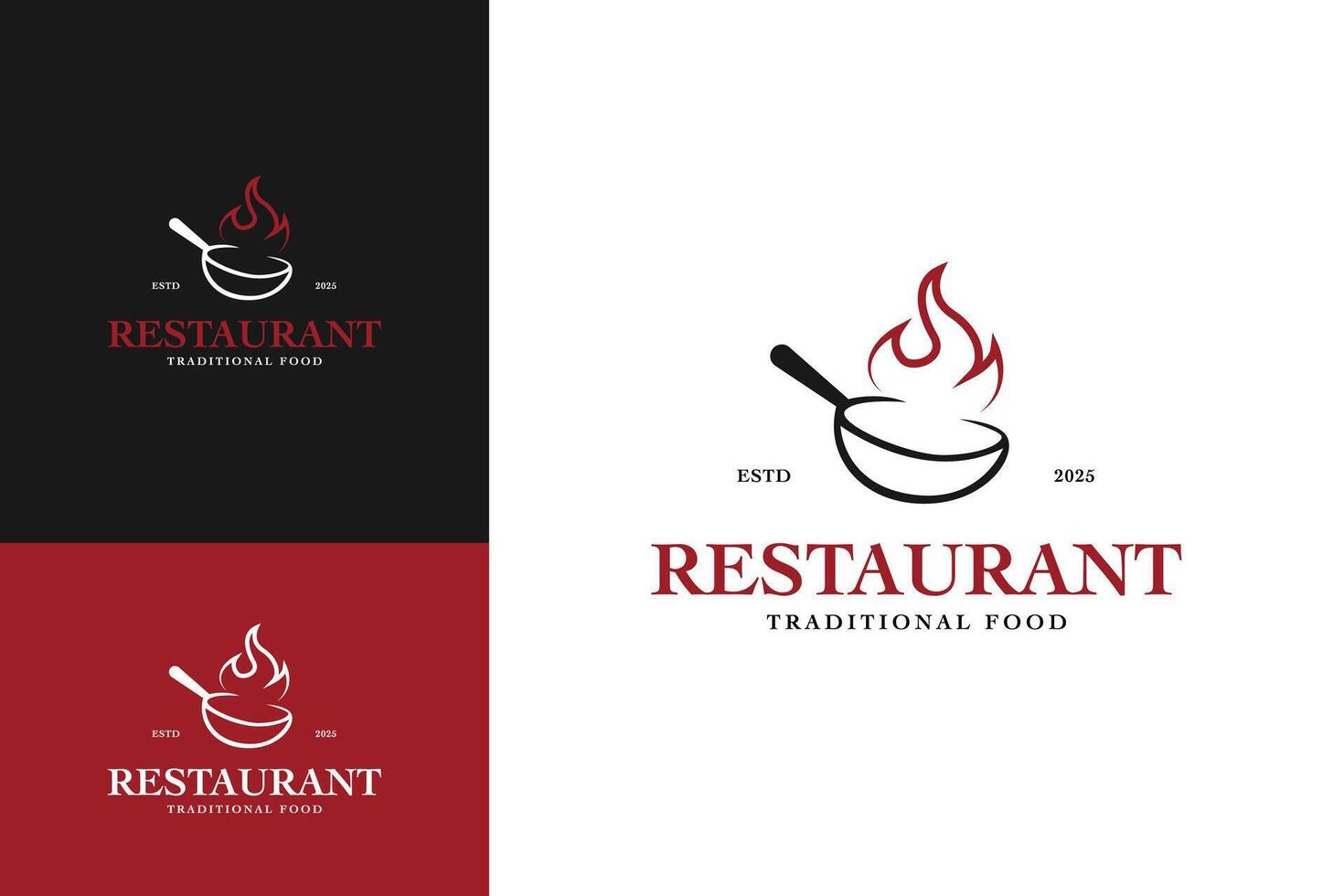 Wok fire logo design template symbol illustration vector