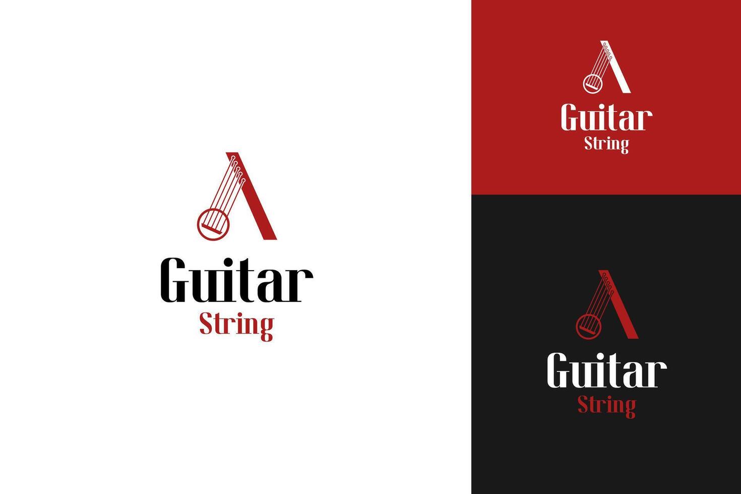 Letter a with guitar string logo design template symbol illustration vector