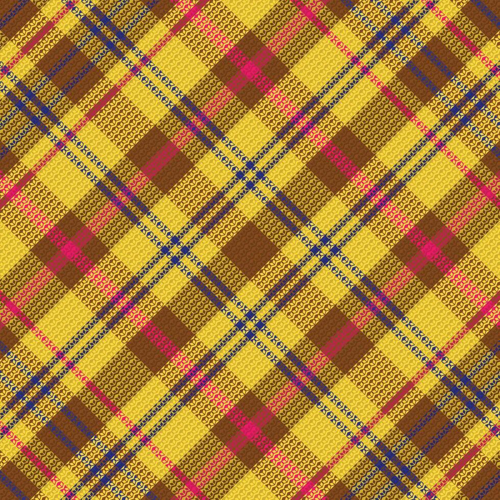 A plaid fabric pattern in yellow, blue and pink vector