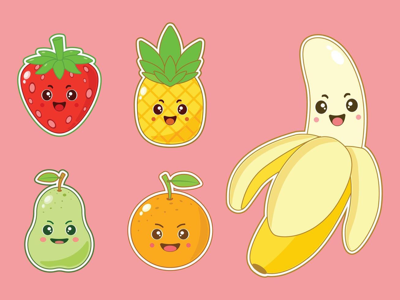 cute fruit character vector