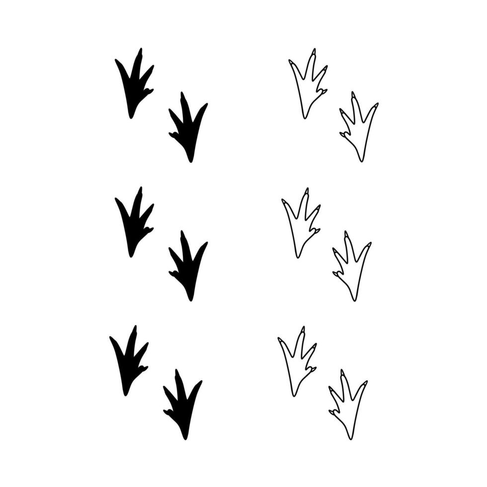 Chicken footprint flat and line style black color with white background vector