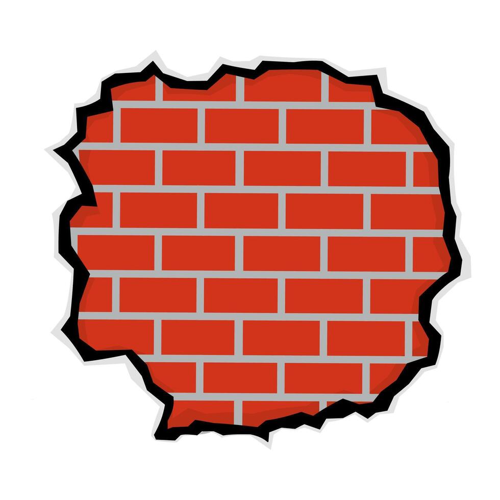 The concrete brick walls are damaged and have holes. Brick cracks are reddish orange. illustration of destroyed and damaged brick wall texture background. vector