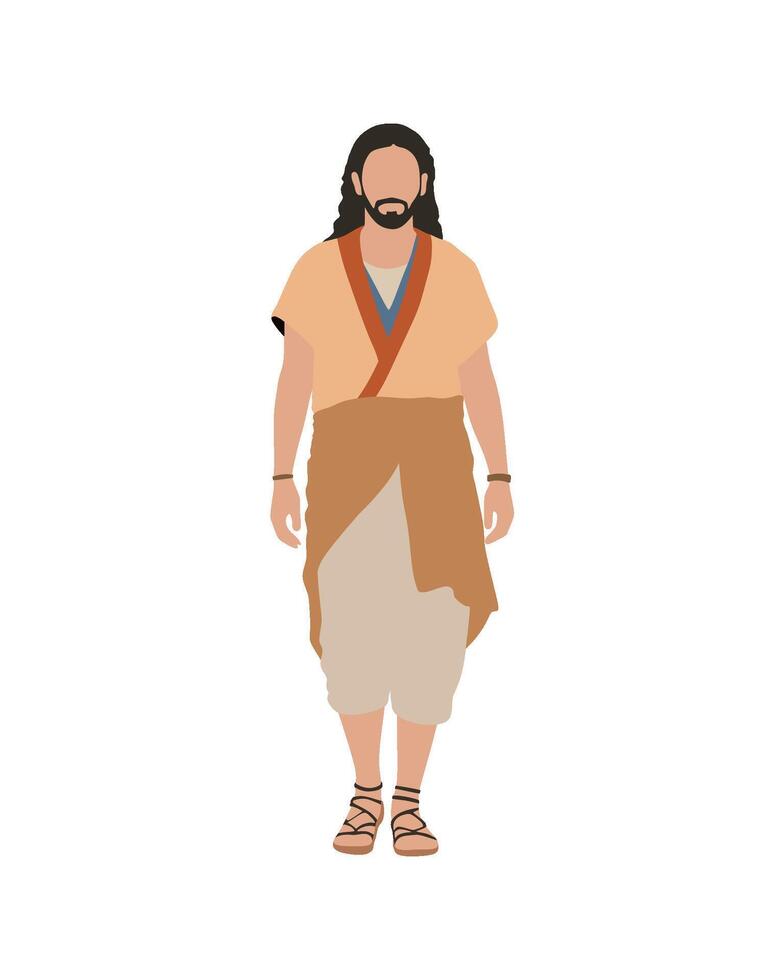 Flat art people and illustration, man with ancient civilization outfit vector