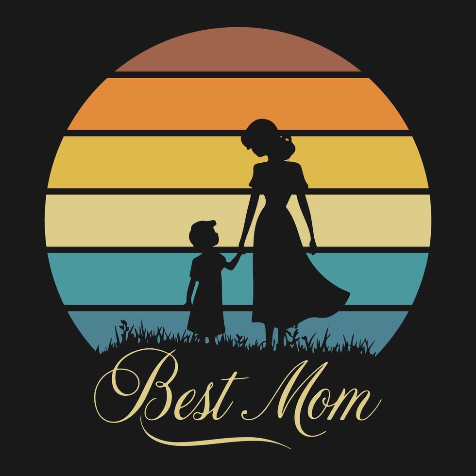 Retro vintage mothers day t shirt design premium , Mothers day design illustration vector