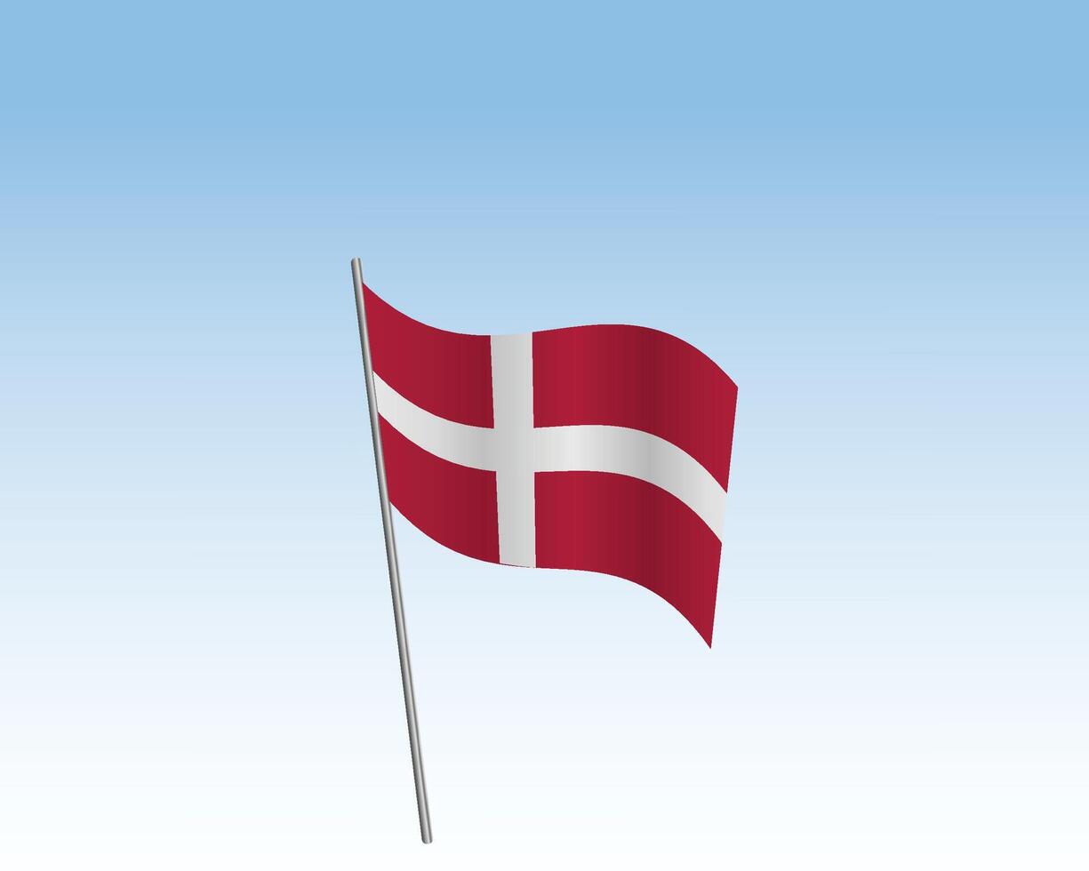 Denmark flags in a realistic artwork. Wind-blown flag against a clear blue sky vector