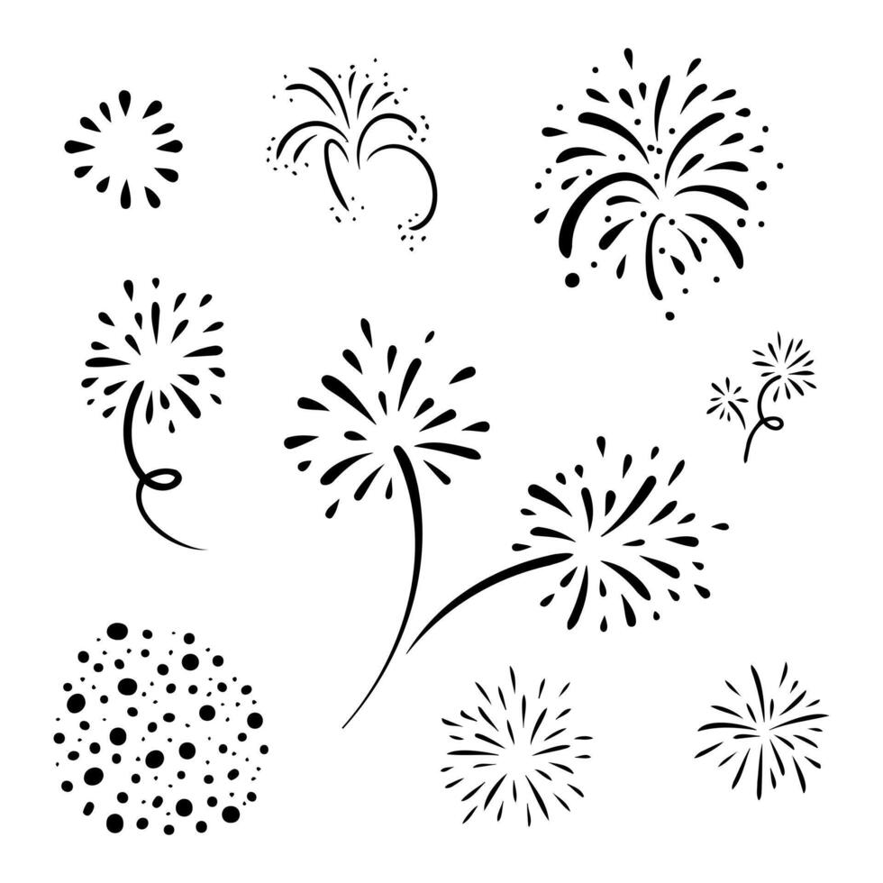 Creative collection of modern fireworks illustrations vector