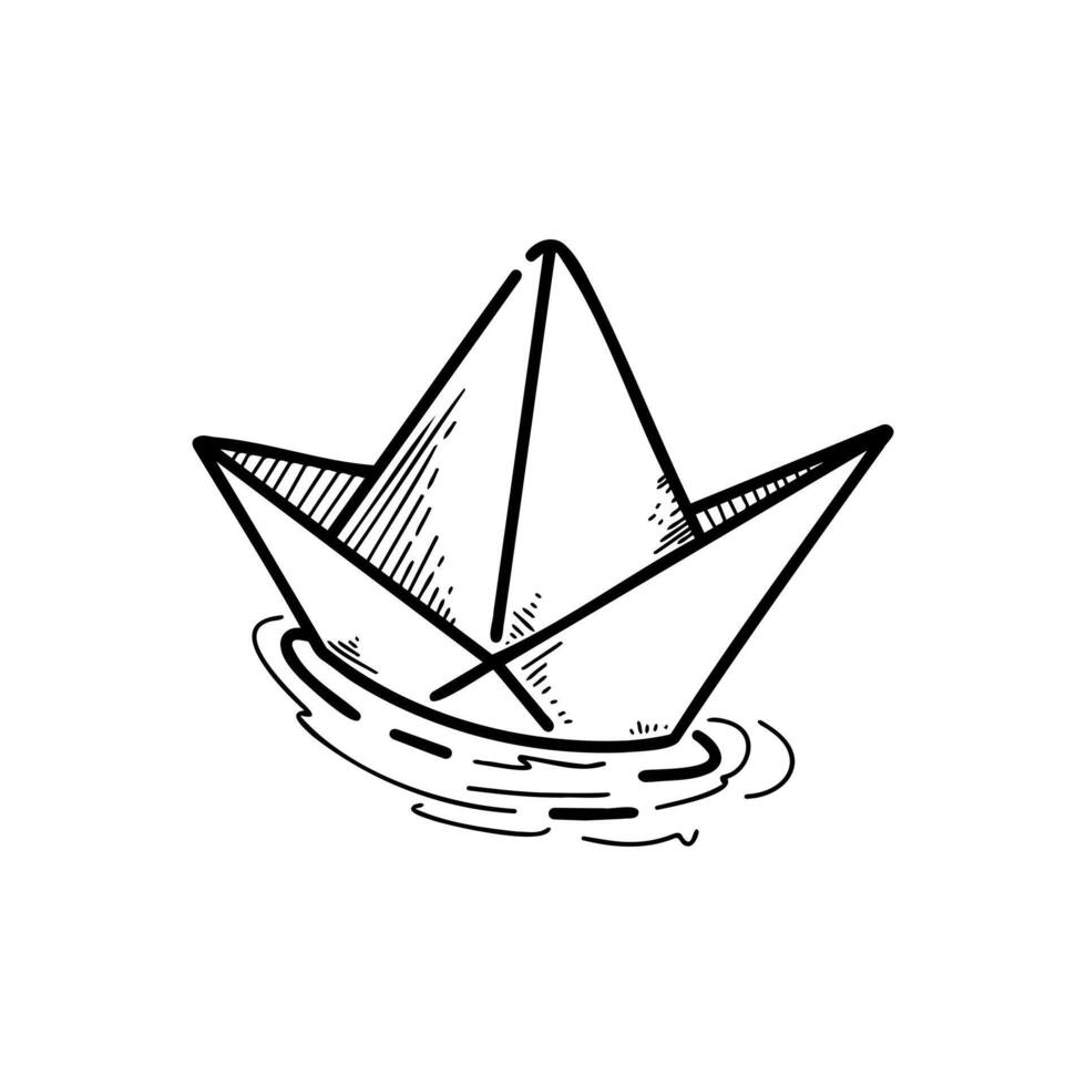 Illustration of origami paper boat on white background vector