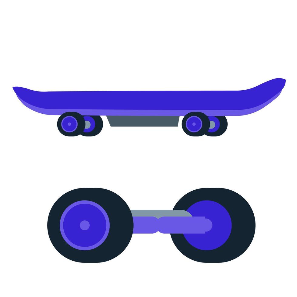 Electric vehicle in blue smooth color, electric skateboard for mobility vector