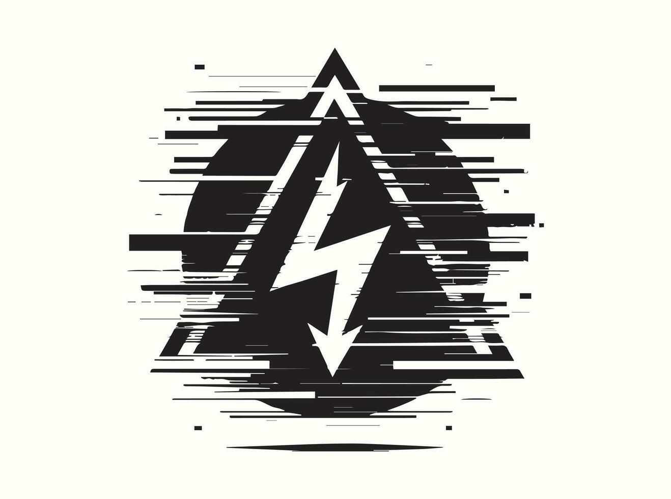 Glitch Effect Electrical Danger Black Shape vector