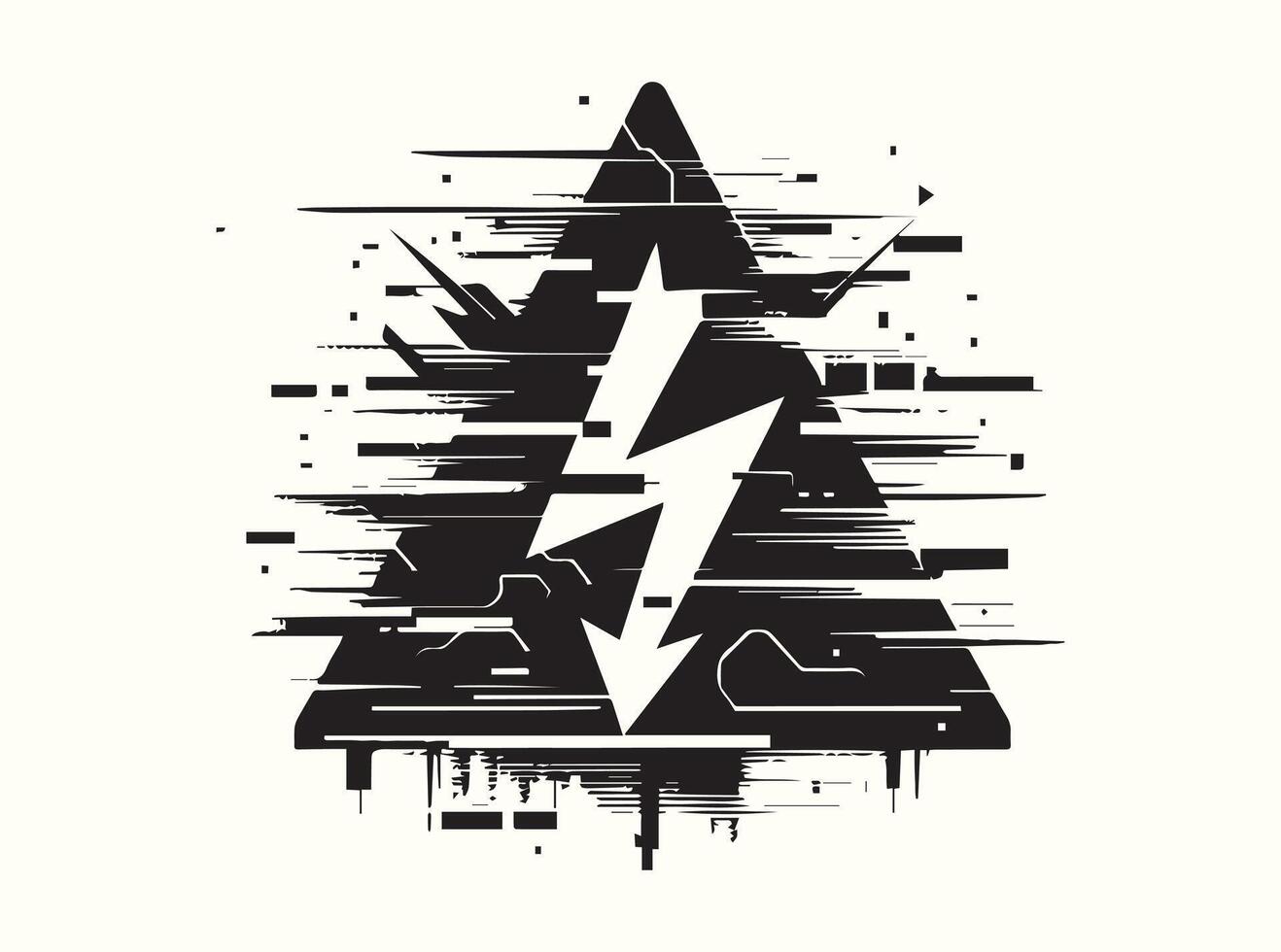 Glitched Electric Shock Symbol in Silhouette Form vector