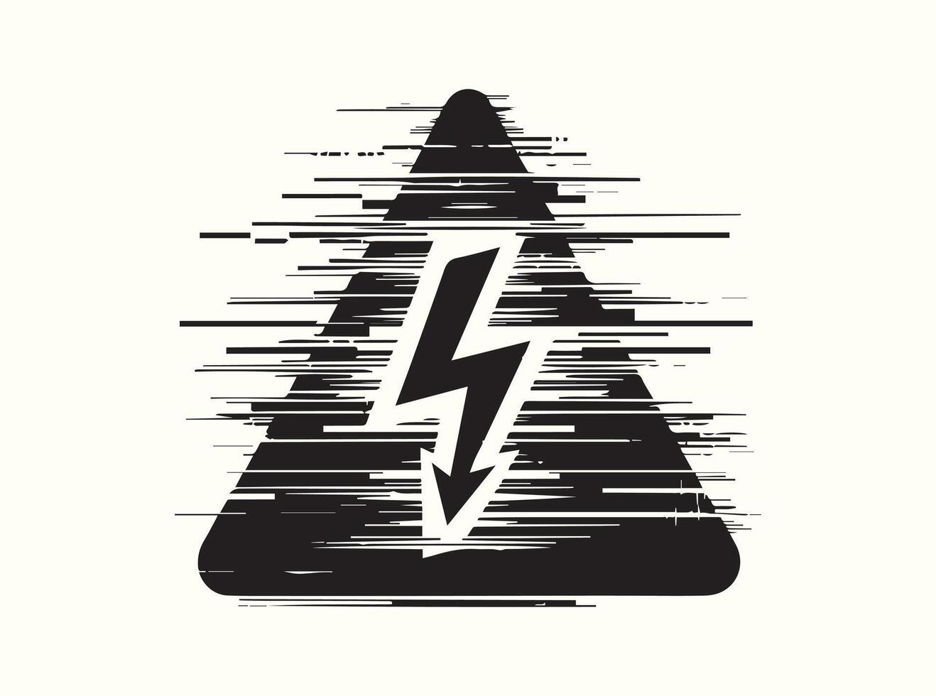 Electrical Warning Triangle Black Glitch Silhouette vector