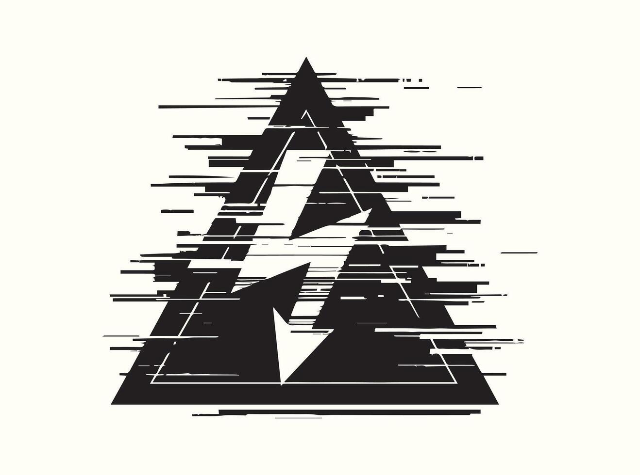 Stylized Black Electrical Warning Sign Glitch Look vector