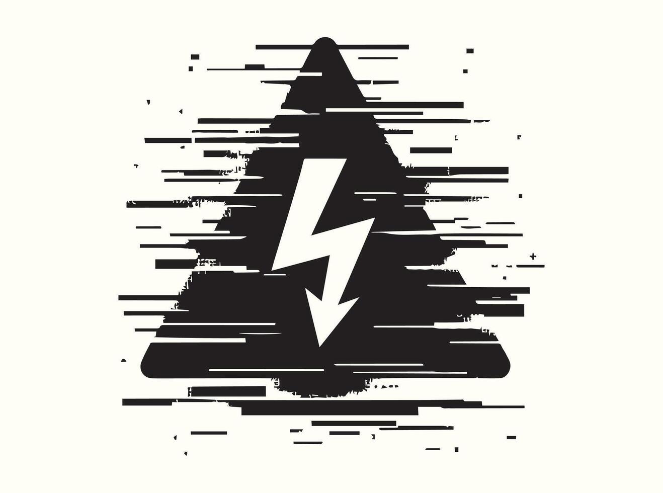 Glitchy Electric Shock Hazard Sign Silhouette Style vector