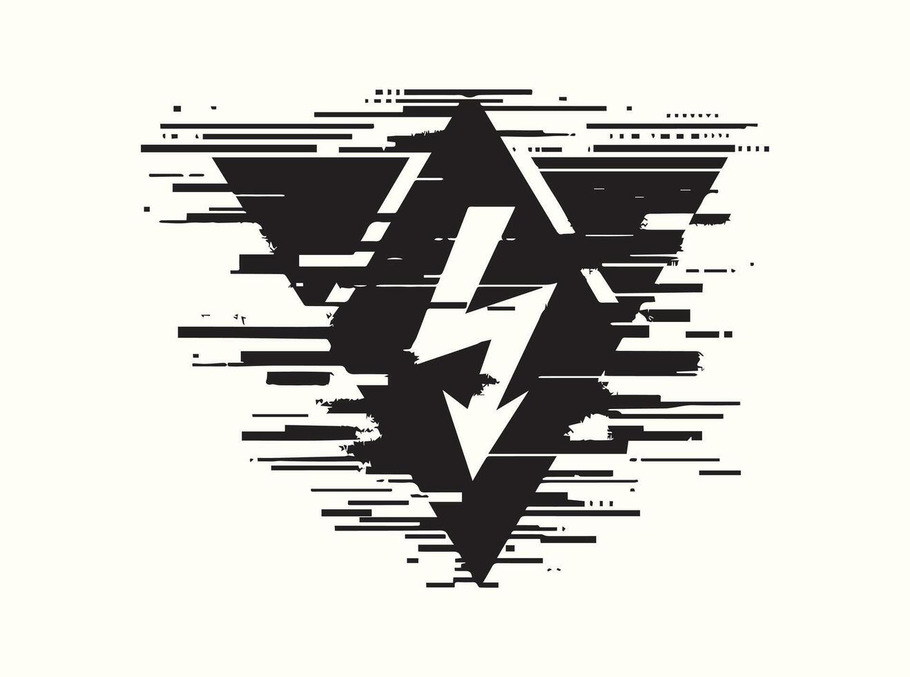 Glitch Silhouette of Electrical Warning Sign vector