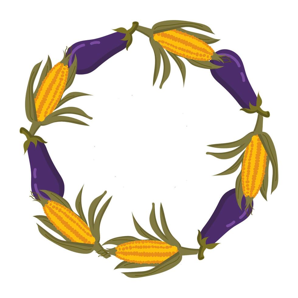 Eggplant Corn Circular Frame vector