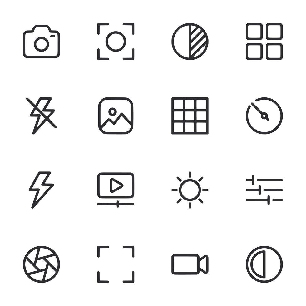 A set of icons for a camera app vector