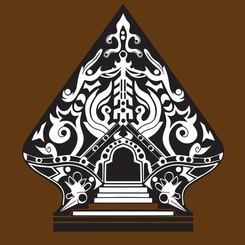 flower motif ornament wayang gunungan white pattern vector