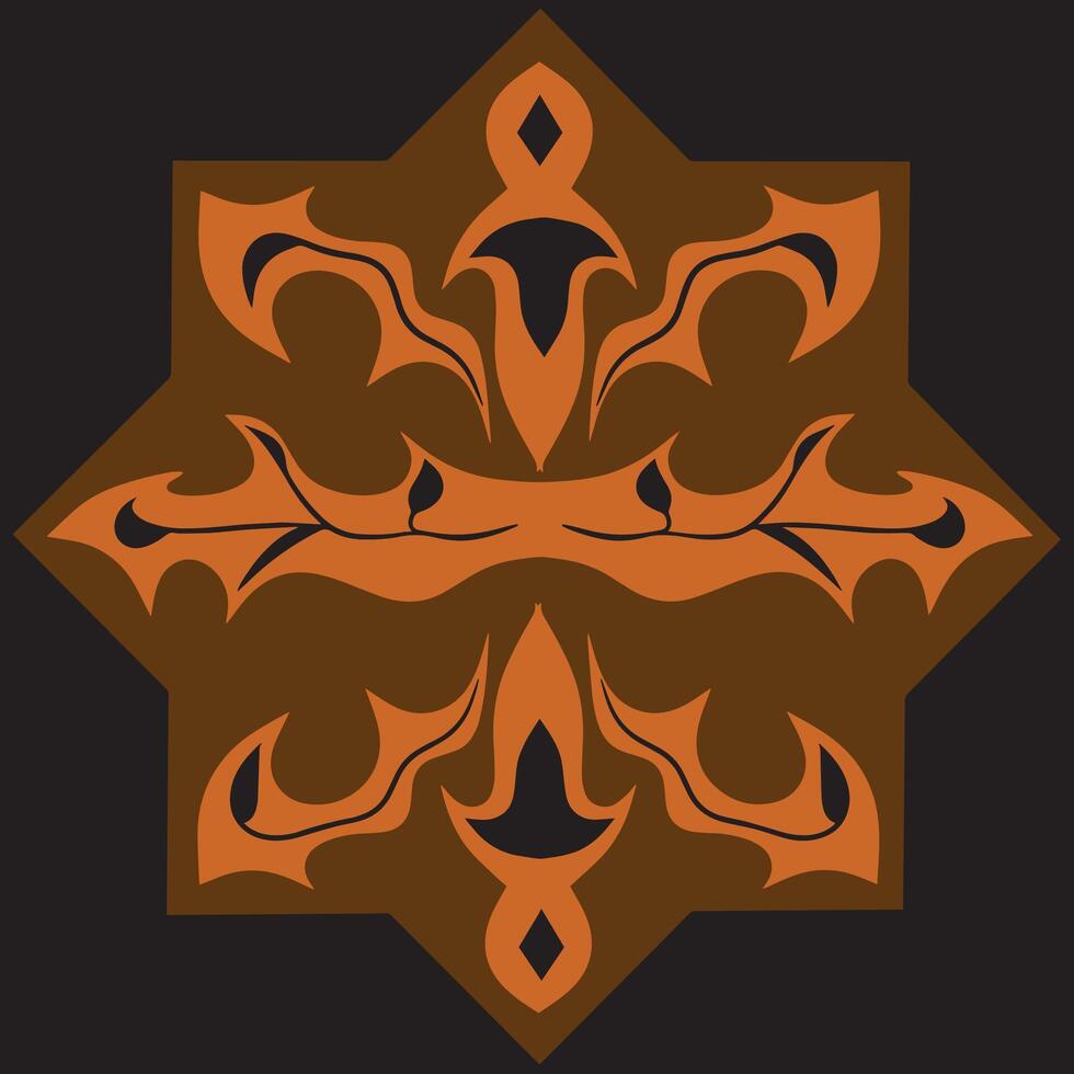Javanese batik flower pattern border decoration vector