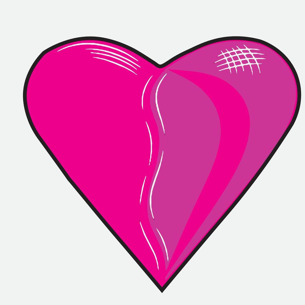 red pink heart symbol flat style line vector