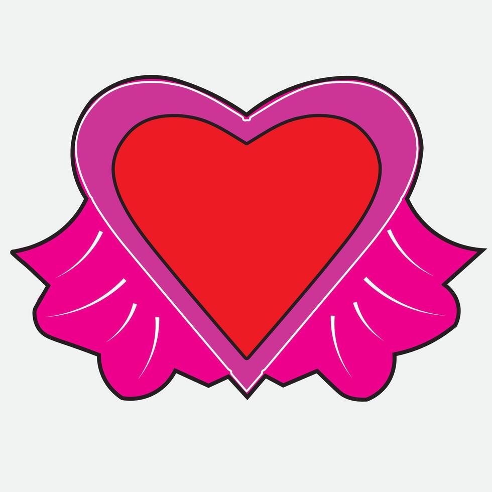 winged heart symbol love sign illustration vector