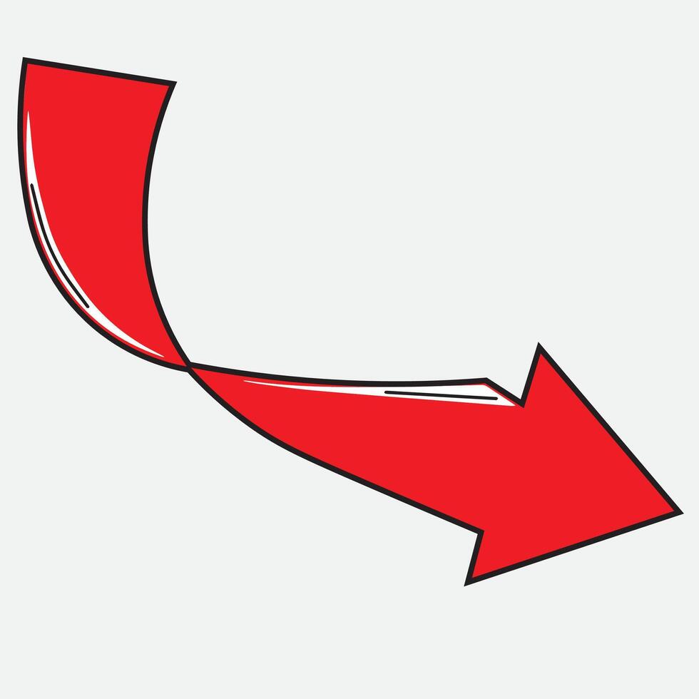 arrow icon curved to the left up red black line vector