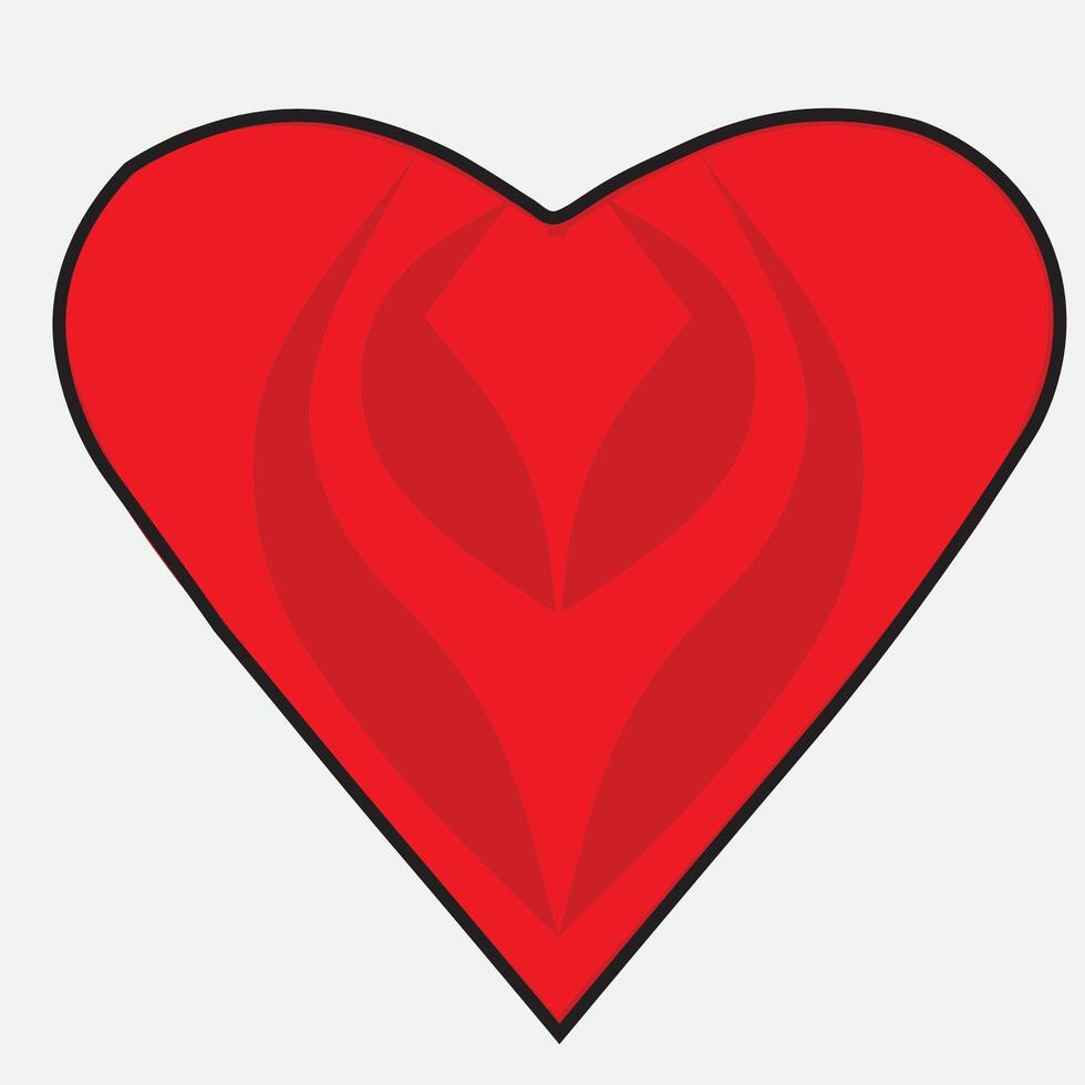 red heart symbol flower motif flat style vector