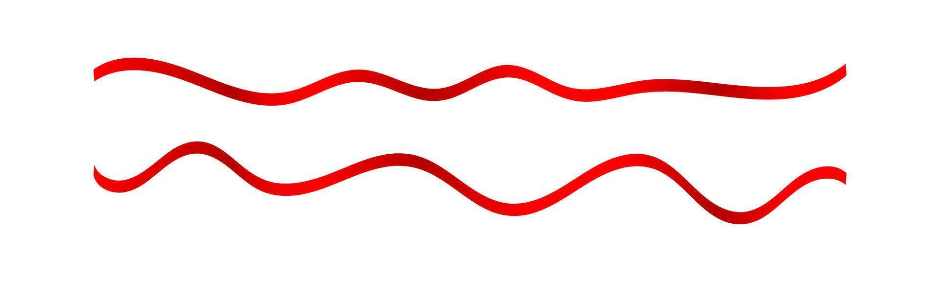 ribbon line red, horizontal ribbon, swirl ribbon tape for christmas festive decor vector