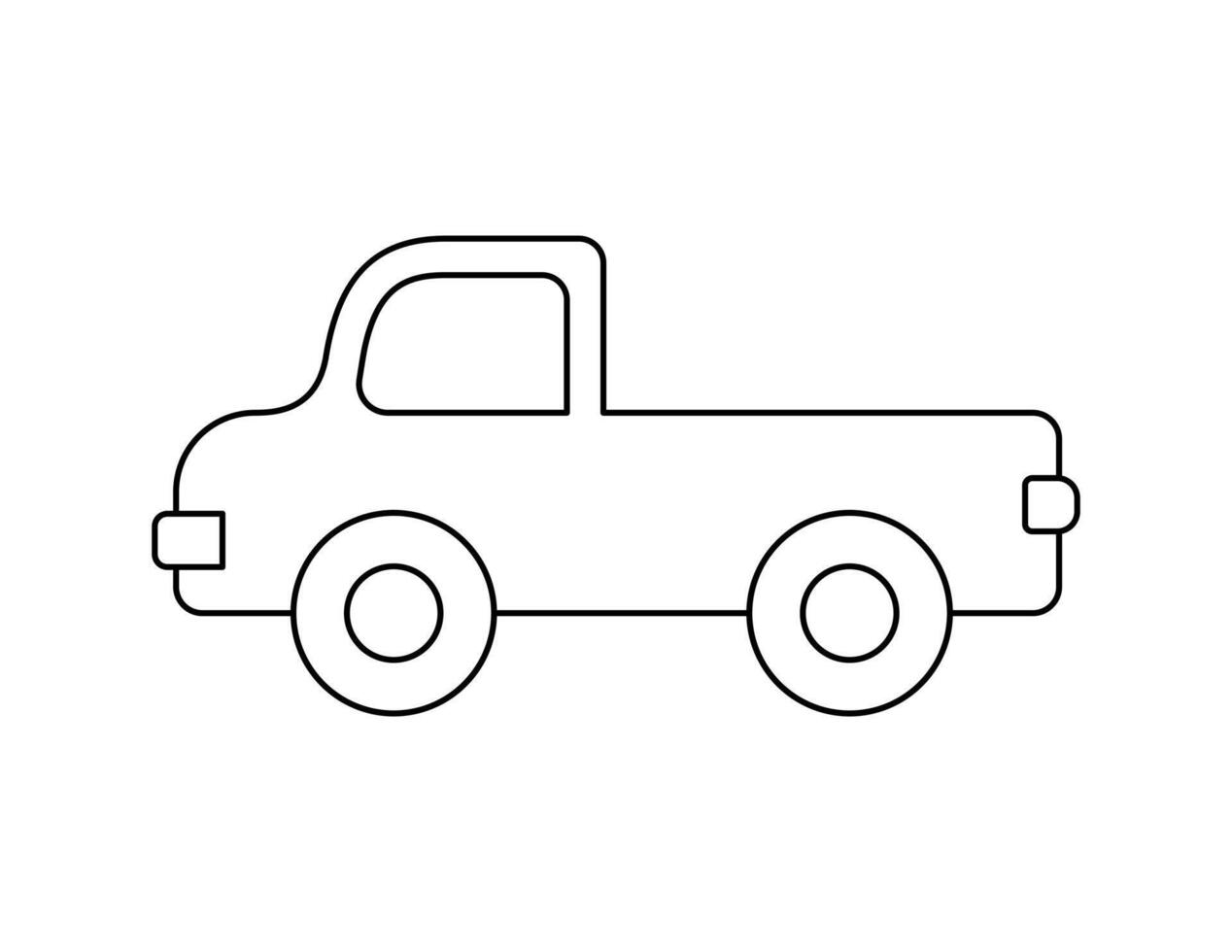 pickup truck outline for coloring book template, truck illustration for kid worksheet printable vector