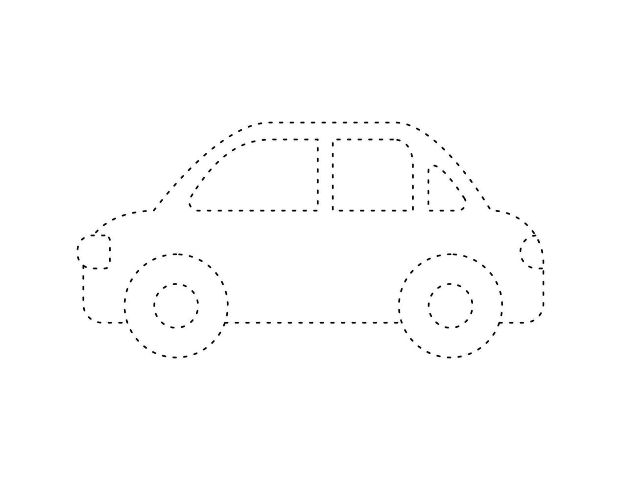 dashed car outline for coloring book template, car illustration for kid worksheet printable vector