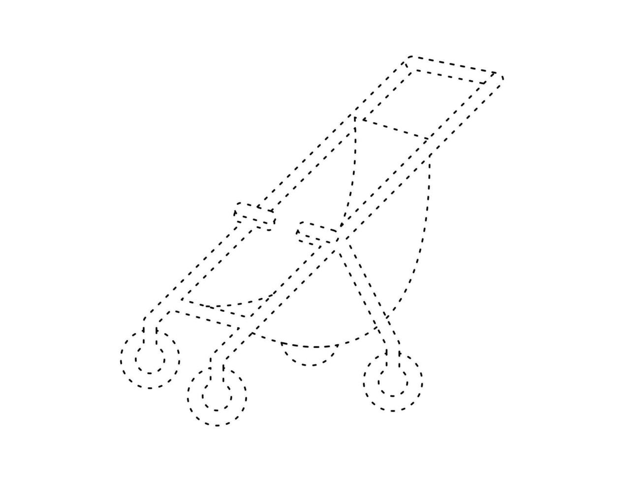 dashed pram outline for coloring book template, buggy illustration for kid worksheet printable vector