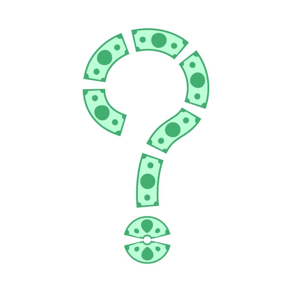 money, question mark in banknote money twisted, question mark money sign, money help concept vector