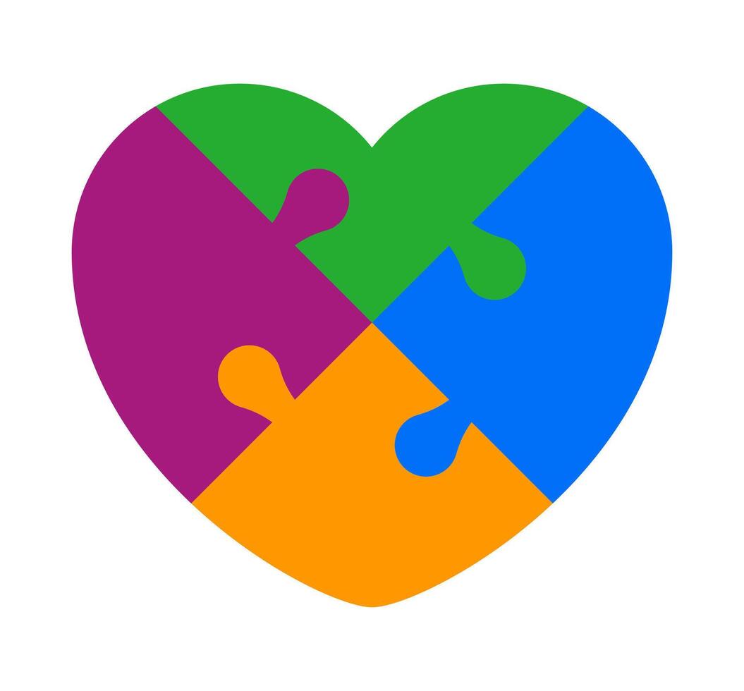 puzzle heart shape colorful, jigsaw game heart template vector