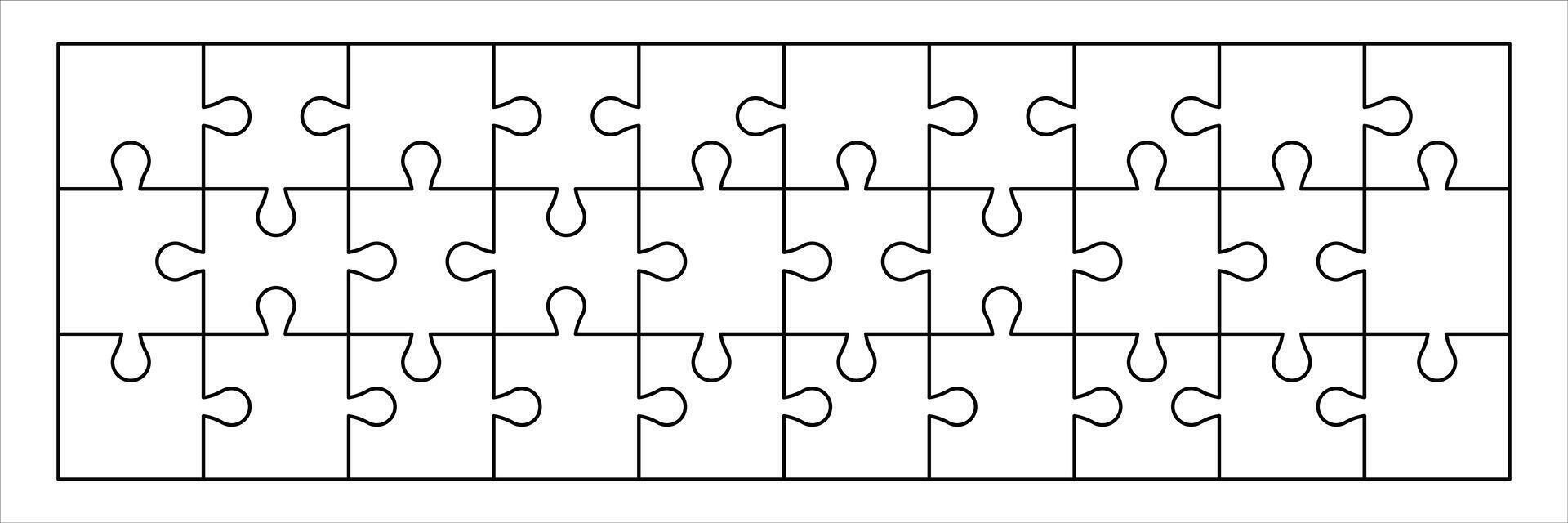 puzzle outline, jigsaw game template, empty puzzle vector