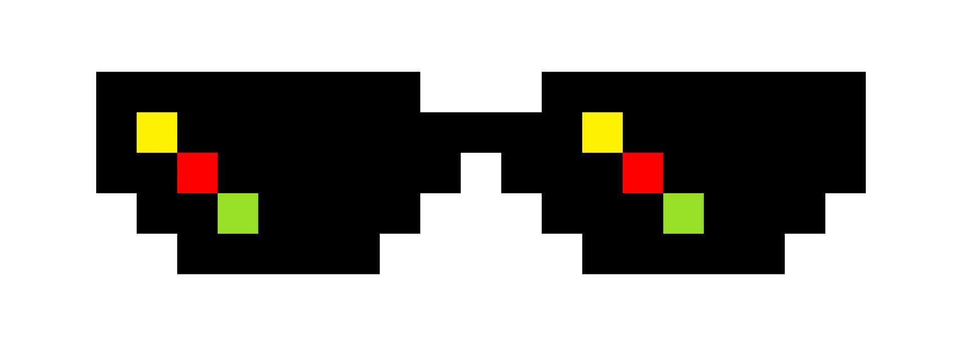 pixel glasses meme icon, glasses thug life symbol vector