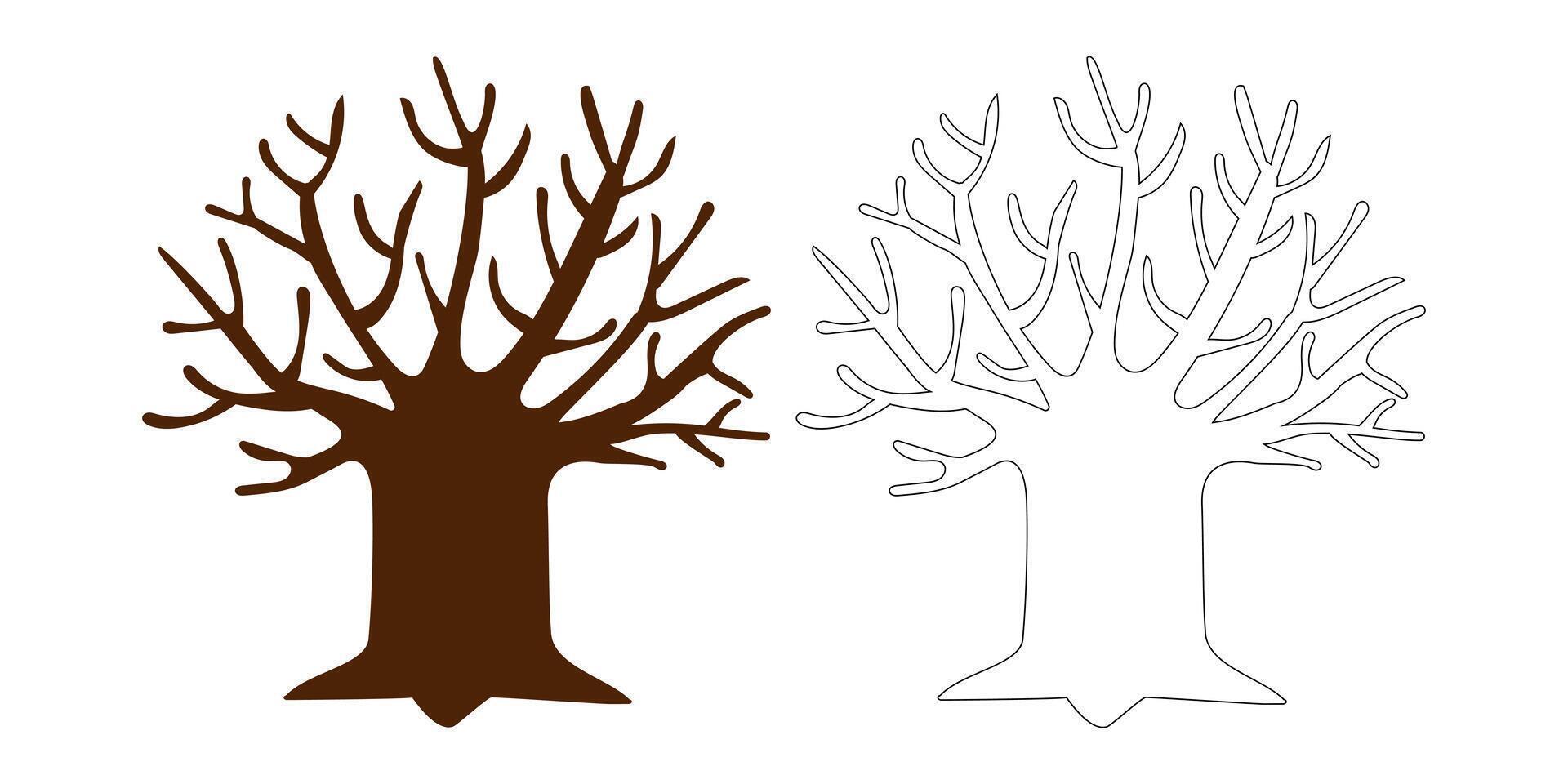 trunk tree and branch shape icon, tree silhouette outlined, branch, tree huge simple symbol vector
