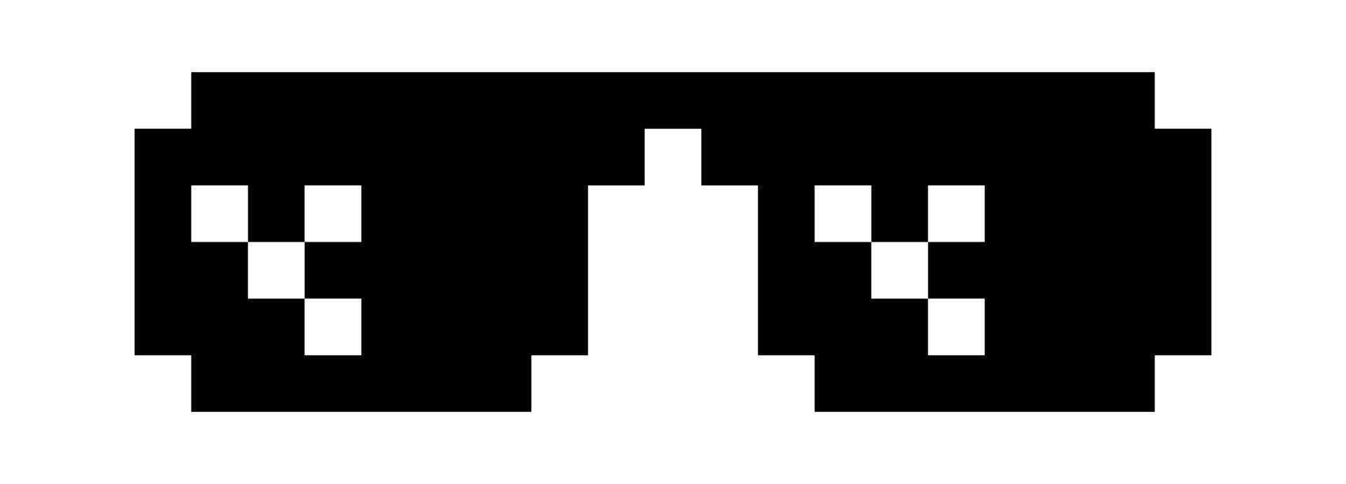 pixel glasses meme icon, glasses thug life, black sunglasses fashion, silhouette pixel glasses vector