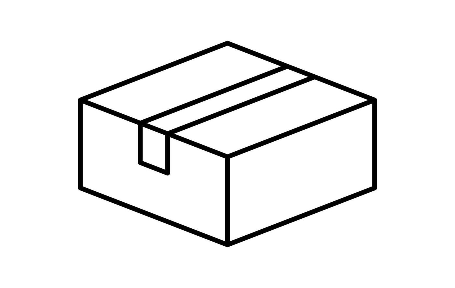 postal parcel box line, carton shipping box line vector